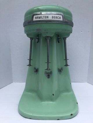 Vintage Hamilton Beach Triple 3 Head Milkshake Mixer Model 40 Dm Jade Green