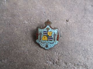 Vintage 1930 Hawaii Territory Shield Sterling Pin Badge Blue Variant Brooch