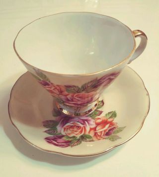 Vintage Lefton China Hand Painted Cup And Saucer Rose Pattern