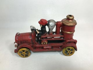 Antique Vintage.  Cast - Iron Firetruck Fire Engine Toy (a31)