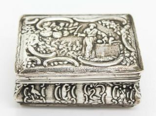 Antique Early 19c Unusual Dutch Silver Repousse Box Sacrifice Of Isaac
