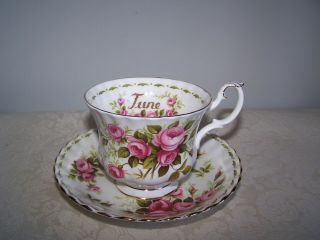 Royal Albert Bone China Cup & Saucer - June Flower Of The Month Series - Roses