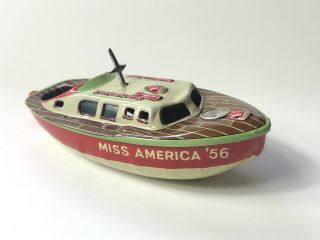 Vintage Linemar Miss America ‘56 Tin Litho Toy Boat Japan