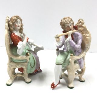 (2) Vintage Gdep.  Germany 11192 Vintage Porcelain Figurine Victorian Man Woman
