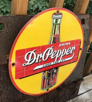 VINTAGE DR PEPPER PORCELAIN GAS SODA BEVERAGE DRINK DEW COCA COLA BOTTLES SIGN 2