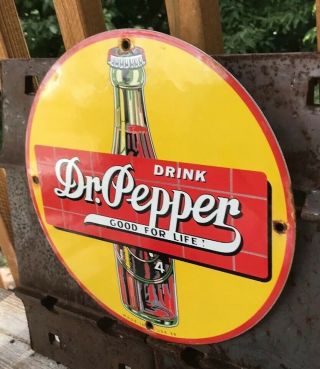 VINTAGE DR PEPPER PORCELAIN GAS SODA BEVERAGE DRINK DEW COCA COLA BOTTLES SIGN 3