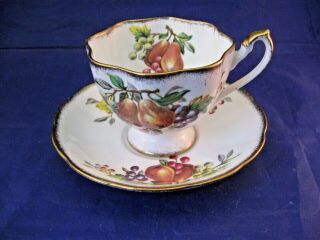 Vintage Queen Anne Tea Cup And Saucer - Fruit Series - England