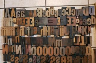 238 Antique VTG Wood LETTERPRESS Print Type Block ALPHABET Letters Numbers $&¢Aa 4