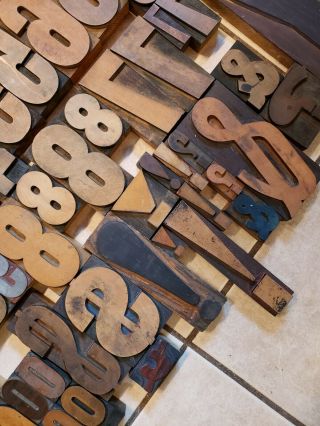 238 Antique VTG Wood LETTERPRESS Print Type Block ALPHABET Letters Numbers $&¢Aa 5
