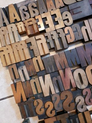 238 Antique VTG Wood LETTERPRESS Print Type Block ALPHABET Letters Numbers $&¢Aa 8