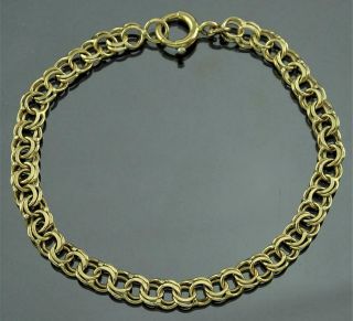 Luxurious Italian 14k Solid Gold Beveled Double Curb Link 7 1/4 " Charm Bracelet