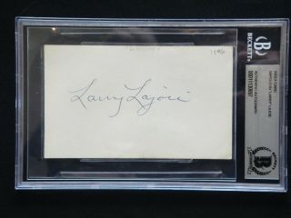 Napoleon Larry Lajoie Beckett Certified Signed Index Card Autographed Hof Rare