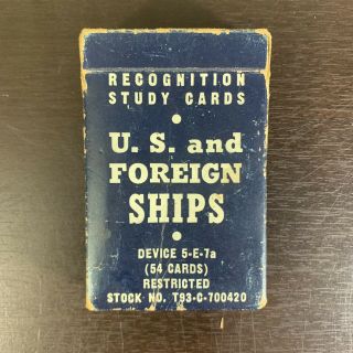 Vtg Wwii/cold War Era Us And Foreign Ship Recognition Study Cards,  Restricted