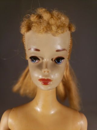 Vintage Blonde 3 Ponytail Barbie Brown Eyeliner.  & Displayable Nude