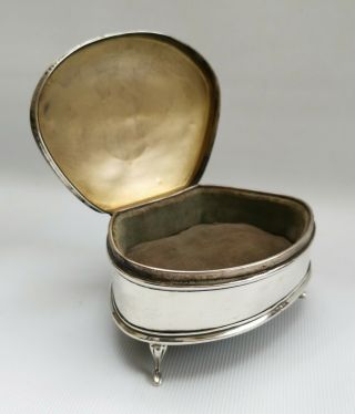 Vtg 1925 Sydney & Co Solid Silver Deco Kidney Shape Jewellery Casket Ring Box 2