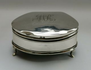 Vtg 1925 Sydney & Co Solid Silver Deco Kidney Shape Jewellery Casket Ring Box 3