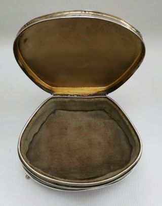 Vtg 1925 Sydney & Co Solid Silver Deco Kidney Shape Jewellery Casket Ring Box 4