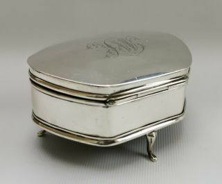 Vtg 1925 Sydney & Co Solid Silver Deco Kidney Shape Jewellery Casket Ring Box 5