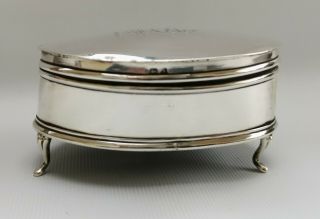 Vtg 1925 Sydney & Co Solid Silver Deco Kidney Shape Jewellery Casket Ring Box 7