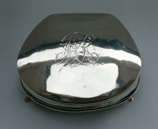Vtg 1925 Sydney & Co Solid Silver Deco Kidney Shape Jewellery Casket Ring Box 8