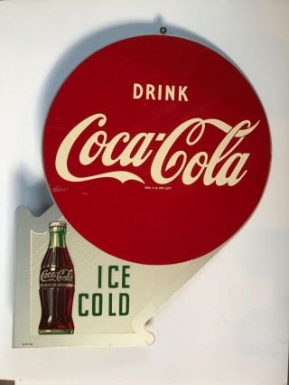 Vintage Advertising Coca - Cola Coke Metal Flange Sign 1956
