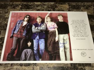 The Breakfast Club Rare Cast Signed Autographed Movie Poster All 5 Beckett 12