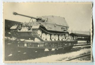 German Wwii Archive Photo: Ferdinand Elephant Tank Destroyer On Railway Platform
