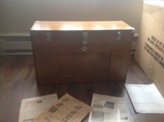 Vintage H Gerstner Sons Model 52 Oak Wood Machinist Tool Box Chest Box 11