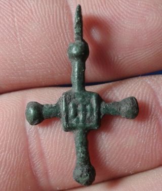 Ancient Bronze Cross.  9th To The Mid - 13th Century.  Very Rare