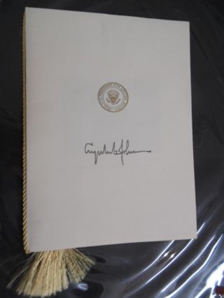 1965 President Lyndon Johnson Signed Menu Beverly Hills Hilton Vintage