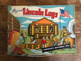 Vintage 1950s Lincoln Logs Set 3lf Complete Set Box Americana