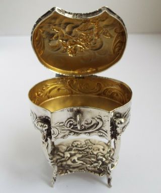 Lovely Rare English Antique 1895 Solid Sterling Silver Novelty Sewing Table Box
