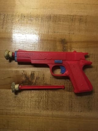 Rare Vintage 1960’s Arco Red Plastic Soft Rubber Toy Dart Gun Pistol -