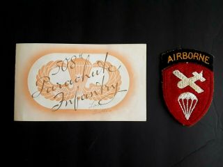 Orig 1946 Ww2 U.  S.  Army Xmas / Years 508th Card Parachute Infantry & Patch