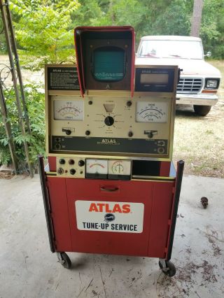 Vintage Atlas Ama - 9 Engine Analyzer Tune Up Machine Garage Art - Still Powers On