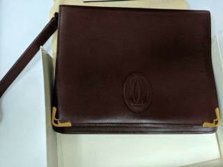 Vintage Authentic Cartier Must de Cartier Leather Clutch Bag w/ Handle 11