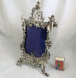 Vintage Heavy Cast Silver Photograph Frame Chippendale Rococo Castle Design 800