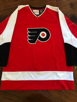 100 Authentic Pro 52 Philadelphia Flyers Mitchell & Ness Vtg 74 - 75 Blank Jersey