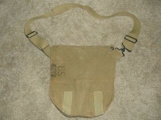 Us Army Ww2 Khaki Gas Mask Bag Only