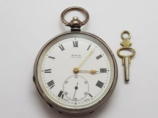 Rare Antique Solid Silver Kays Triumph Gents Pocket Watch Vgc 11