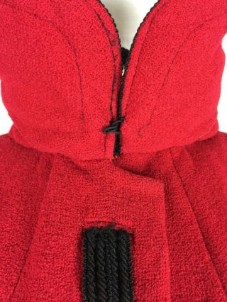 Vintage 50s 60s Lilli Russell Forstmann Red Wool Boucle Mink Collar Swing Coat 6