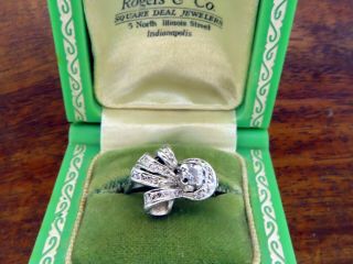 Vintage palladium ART DECO ANTIQUE 1920 ' s DIAMOND FILIGREE ENGAGEMENT ring 2