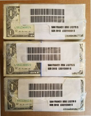 1000 Uncirculated $1 One Dollar Bills San Fran Bep Brick Bundle Rare