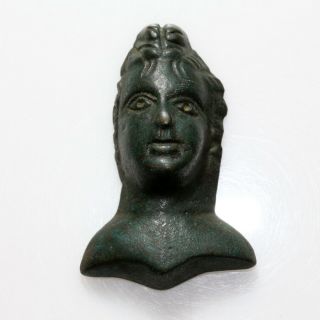 Museum Quality Roman Bronze Male Bust Ornament Circa 300 - 400 Ad