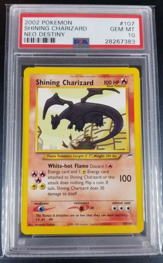 Pokemon Psa 10 Shining Charizard Unlimited Neo Destiny Holo Rare 107/105