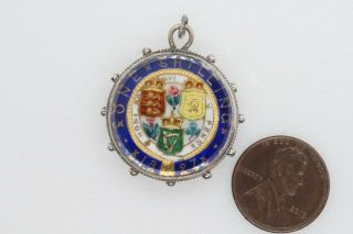 Antique Victorian English Silver Enamel One Shilling Coin Fob Charm C1897