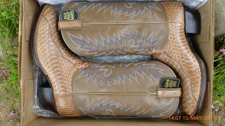 Vintage " Giant " Anaconda Python Snake Skin Alligator Exotic Western Boots 10 D