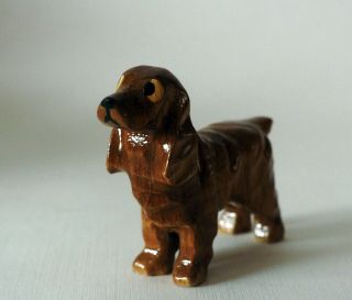 Vintage Wood Carved Dog Cocker Spaniel Great Eyes Personailty