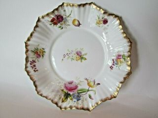 Antique Floral Scalloped Porcelain Vanity Dish Candy Wileman & Co 1900 