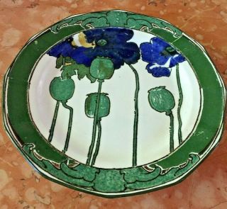 Set Of 11 Plates - Royal Doulton Blue Poppies Antique Art Nouveau Arts & Crafts